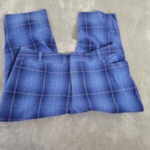 Cherokee Women’s Size 18W Capri Pants Blue Plaid Stretch Straight Leg PLA12E